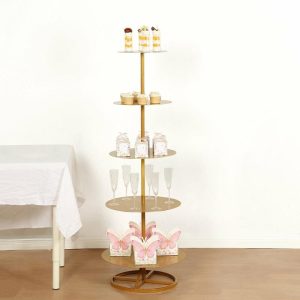 Cake Decorating Supplies |   5 Tier Round Gold Metal Cupcake Holder Dessert Display Stand, 4.5ft Tall Champagne Tower Floor Stand Cake Decorating Supplies Cake Decorating Supplies