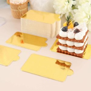 Cake Decorating Supplies |   50 Pack Mini Gold Rectangle Cake Boards, Cardboard Dessert Bases – 2.4″x4″ Cake Decorating Supplies Cake Decorating Supplies