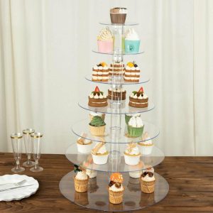 Cake Decorating Supplies |   7-Tier Clear Round Acrylic Cupcake Tower Stand, Heavy Duty Cake Stand Dessert Display with Film Sheets – 26″ Tall Cake Decorating Supplies Cake Decorating Supplies