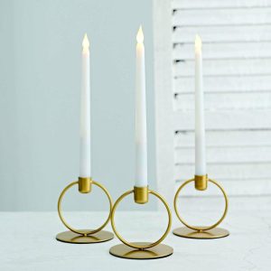 Candelabra & Candle Holders |   3 Pack 4″ Gold Metal Ring Frame Taper Candle Holder Stands, Geometric Table Centerpieces Candelabra & Candle Holders Candelabra & Candle Holders