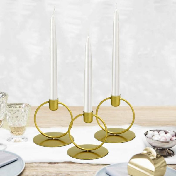 Candelabra & Candle Holders |   3 Pack 4″ Gold Metal Ring Frame Taper Candle Holder Stands, Geometric Table Centerpieces Candelabra & Candle Holders Candelabra & Candle Holders