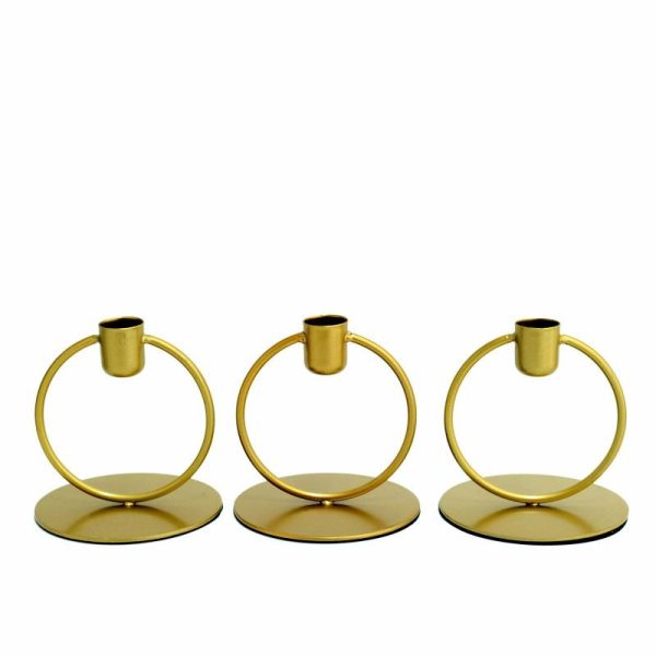 Candelabra & Candle Holders |   3 Pack 4″ Gold Metal Ring Frame Taper Candle Holder Stands, Geometric Table Centerpieces Candelabra & Candle Holders Candelabra & Candle Holders