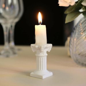 Candelabra & Candle Holders |   6 Pack Antique 2.5″ White Roman Column Pillar Pedestal Candle Holders, Resin Greek Style Statue Candlestick Holder Stands Candelabra & Candle Holders Candelabra & Candle Holders