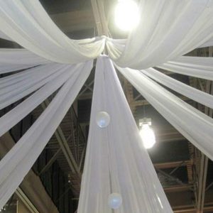 Ceiling Décor |   10ftx30ft White Sheer Ceiling Drape Curtain Panels Fire Retardant Fabric Backdrop Stand Ceiling Drapes Ceiling Décor