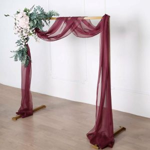 Ceiling Décor |   18ft Burgundy Sheer Organza Wedding Arch Drapery Fabric, Window Scarf Valance Backdrop Stand Ceiling Drapes Burgundy