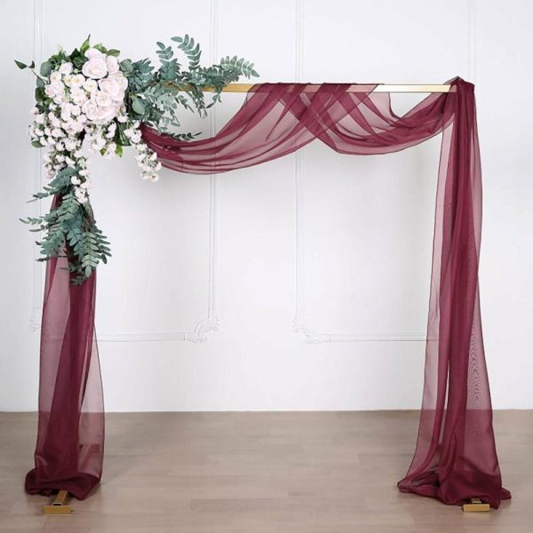 Ceiling Décor |   18ft Burgundy Sheer Organza Wedding Arch Drapery Fabric, Window Scarf Valance Backdrop Stand Ceiling Drapes Burgundy