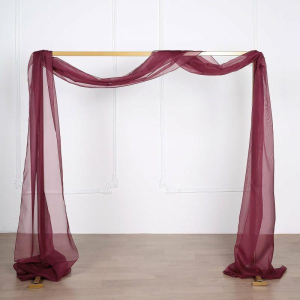 Ceiling Décor |   18ft Burgundy Sheer Organza Wedding Arch Drapery Fabric, Window Scarf Valance Backdrop Stand Ceiling Drapes Burgundy