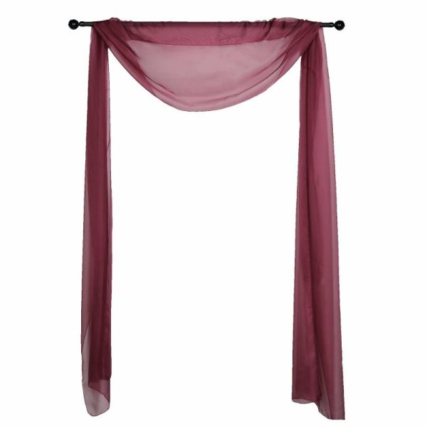 Ceiling Décor |   18ft Burgundy Sheer Organza Wedding Arch Drapery Fabric, Window Scarf Valance Backdrop Stand Ceiling Drapes Burgundy