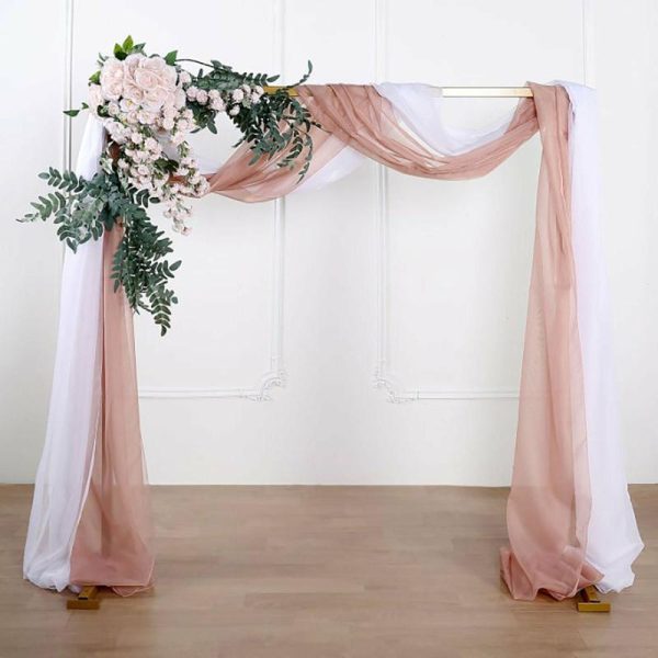 Ceiling Décor |   18ft Dusty Rose Sheer Organza Wedding Arch Drapery Fabric, Window Scarf Valance Backdrop Stand Ceiling Drapes Ceiling Décor