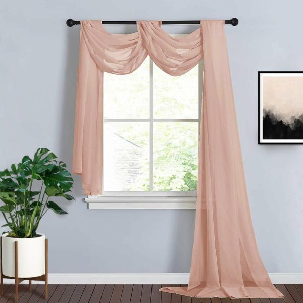 Ceiling Décor |   18ft Dusty Rose Sheer Organza Wedding Arch Drapery Fabric, Window Scarf Valance Backdrop Stand Ceiling Drapes Ceiling Décor