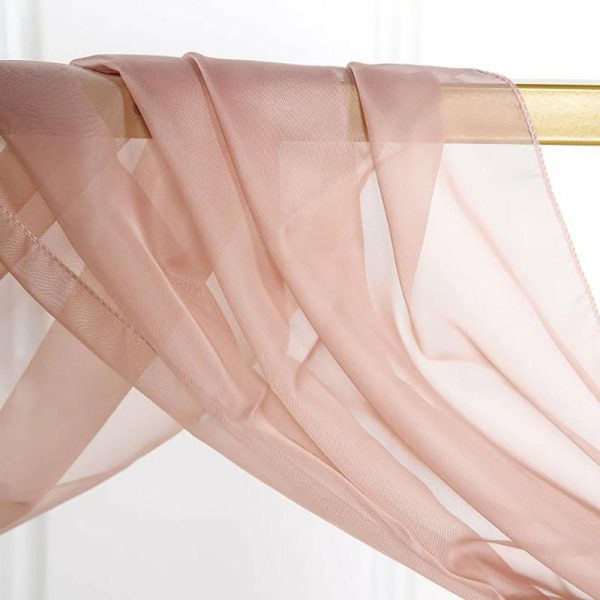 Ceiling Décor |   18ft Dusty Rose Sheer Organza Wedding Arch Drapery Fabric, Window Scarf Valance Backdrop Stand Ceiling Drapes Ceiling Décor