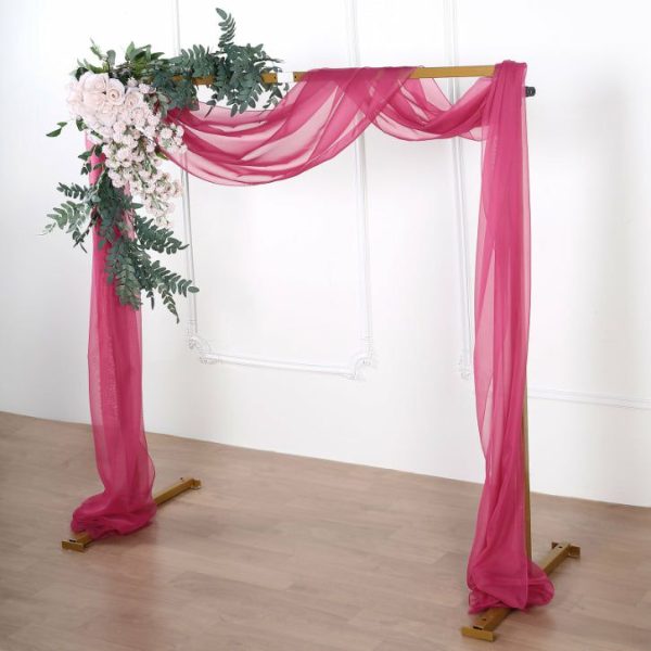 Ceiling Décor |   18ft Fuchsia Rose Sheer Organza Wedding Arch Drapery Fabric, Window Scarf Valance Backdrop Stand Ceiling Drapes Ceiling Décor