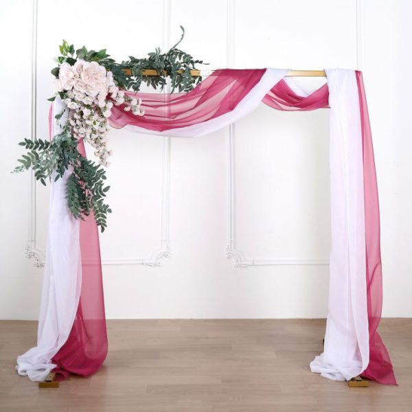 Ceiling Décor |   18ft Fuchsia Rose Sheer Organza Wedding Arch Drapery Fabric, Window Scarf Valance Backdrop Stand Ceiling Drapes Ceiling Décor