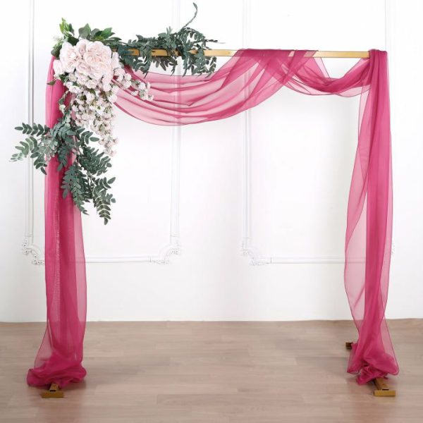 Ceiling Décor |   18ft Fuchsia Rose Sheer Organza Wedding Arch Drapery Fabric, Window Scarf Valance Backdrop Stand Ceiling Drapes Ceiling Décor