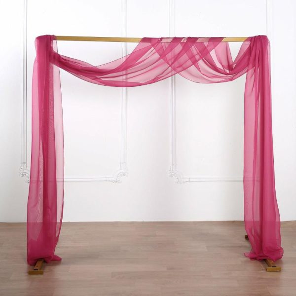 Ceiling Décor |   18ft Fuchsia Rose Sheer Organza Wedding Arch Drapery Fabric, Window Scarf Valance Backdrop Stand Ceiling Drapes Ceiling Décor