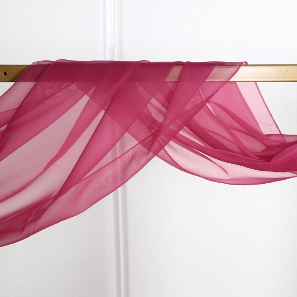 Ceiling Décor |   18ft Fuchsia Rose Sheer Organza Wedding Arch Drapery Fabric, Window Scarf Valance Backdrop Stand Ceiling Drapes Ceiling Décor