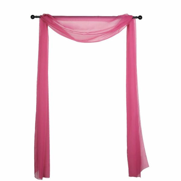 Ceiling Décor |   18ft Fuchsia Rose Sheer Organza Wedding Arch Drapery Fabric, Window Scarf Valance Backdrop Stand Ceiling Drapes Ceiling Décor