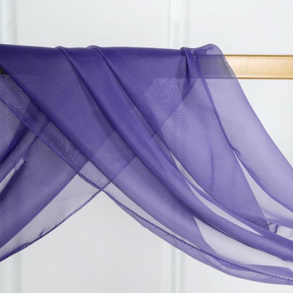 Ceiling Décor |   18ft Purple Sheer Organza Wedding Arch Drapery Fabric, Window Scarf Valance Backdrop Stand Ceiling Drapes Ceiling Décor