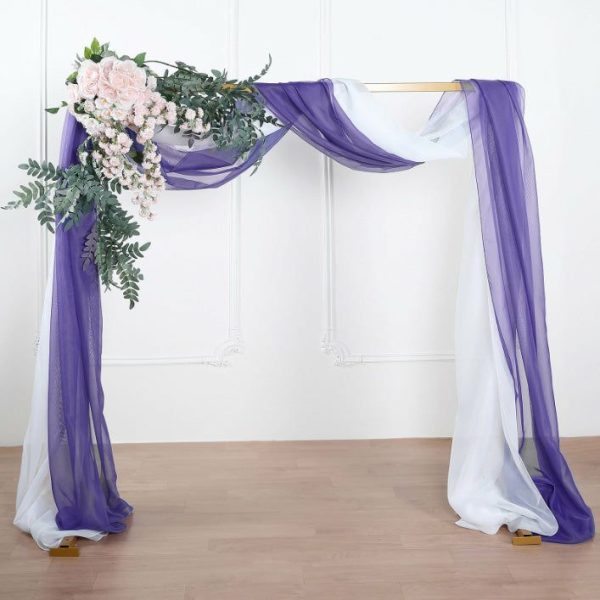 Ceiling Décor |   18ft Purple Sheer Organza Wedding Arch Drapery Fabric, Window Scarf Valance Backdrop Stand Ceiling Drapes Ceiling Décor