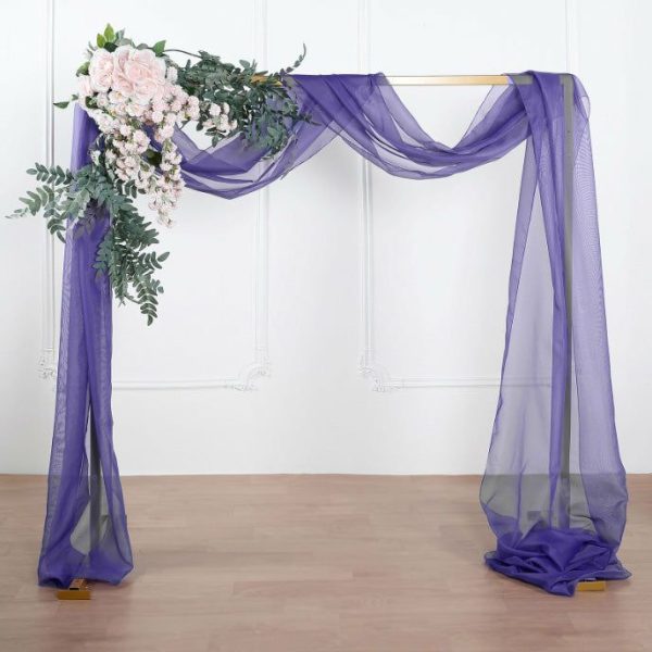 Ceiling Décor |   18ft Purple Sheer Organza Wedding Arch Drapery Fabric, Window Scarf Valance Backdrop Stand Ceiling Drapes Ceiling Décor