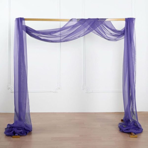 Ceiling Décor |   18ft Purple Sheer Organza Wedding Arch Drapery Fabric, Window Scarf Valance Backdrop Stand Ceiling Drapes Ceiling Décor