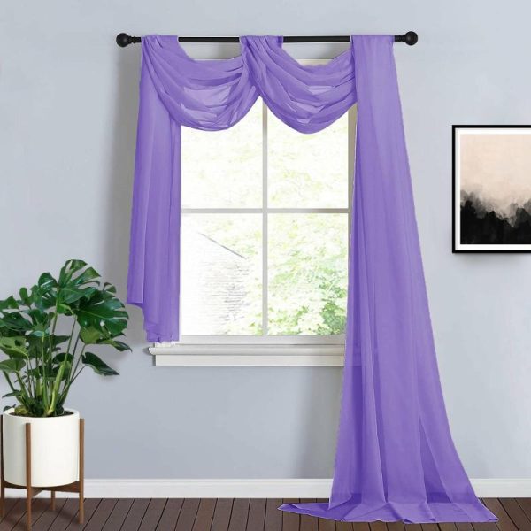 Ceiling Décor |   18ft Purple Sheer Organza Wedding Arch Drapery Fabric, Window Scarf Valance Backdrop Stand Ceiling Drapes Ceiling Décor