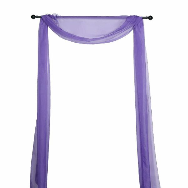 Ceiling Décor |   18ft Purple Sheer Organza Wedding Arch Drapery Fabric, Window Scarf Valance Backdrop Stand Ceiling Drapes Ceiling Décor