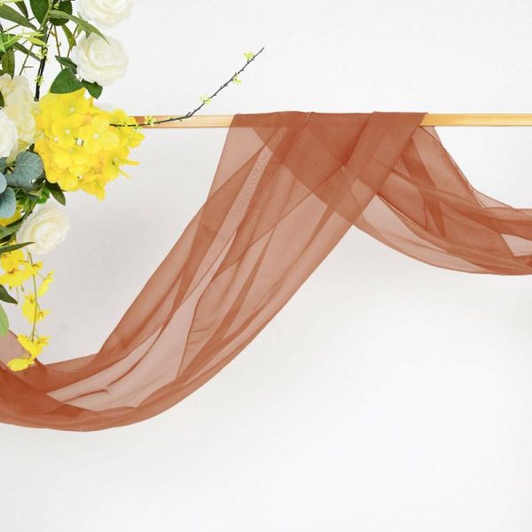 Ceiling Décor |   18ft Terracotta (Rust) Sheer Organza Wedding Arch Drapery Fabric, Window Scarf Valance Backdrop Stand Ceiling Drapes Ceiling Décor