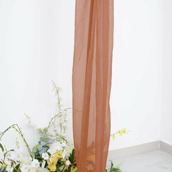 Ceiling Décor |   18ft Terracotta (Rust) Sheer Organza Wedding Arch Drapery Fabric, Window Scarf Valance Backdrop Stand Ceiling Drapes Ceiling Décor