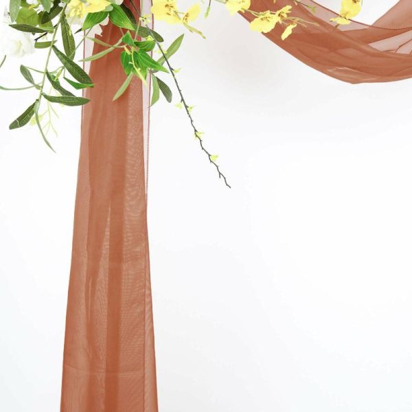 Ceiling Décor |   18ft Terracotta (Rust) Sheer Organza Wedding Arch Drapery Fabric, Window Scarf Valance Backdrop Stand Ceiling Drapes Ceiling Décor