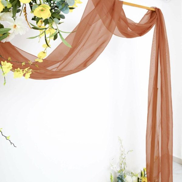 Ceiling Décor |   18ft Terracotta (Rust) Sheer Organza Wedding Arch Drapery Fabric, Window Scarf Valance Backdrop Stand Ceiling Drapes Ceiling Décor