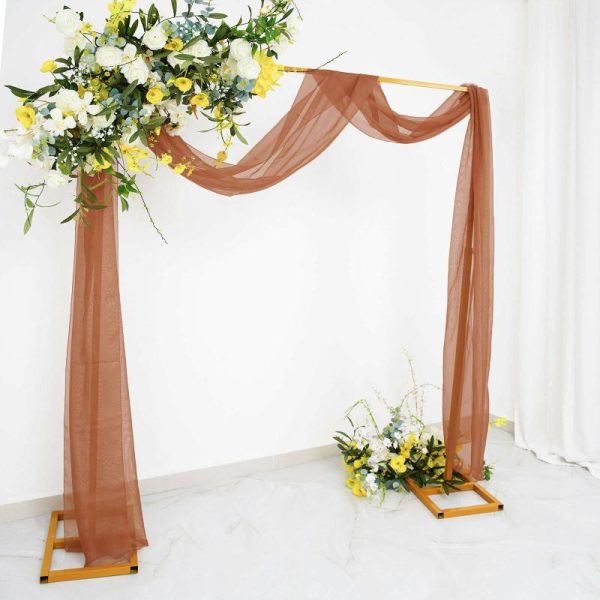 Ceiling Décor |   18ft Terracotta (Rust) Sheer Organza Wedding Arch Drapery Fabric, Window Scarf Valance Backdrop Stand Ceiling Drapes Ceiling Décor