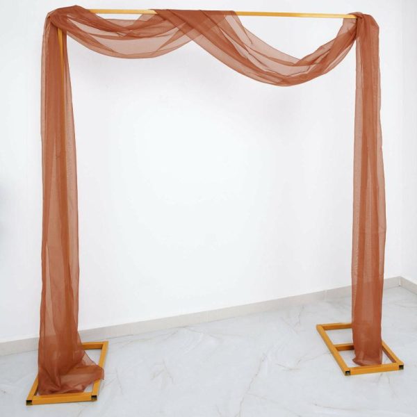 Ceiling Décor |   18ft Terracotta (Rust) Sheer Organza Wedding Arch Drapery Fabric, Window Scarf Valance Backdrop Stand Ceiling Drapes Ceiling Décor