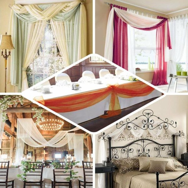 Ceiling Décor |   18ft Terracotta (Rust) Sheer Organza Wedding Arch Drapery Fabric, Window Scarf Valance Backdrop Stand Ceiling Drapes Ceiling Décor