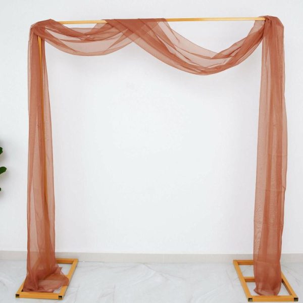 Ceiling Décor |   18ft Terracotta (Rust) Sheer Organza Wedding Arch Drapery Fabric, Window Scarf Valance Backdrop Stand Ceiling Drapes Ceiling Décor