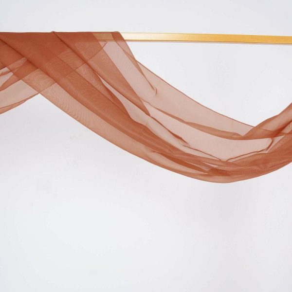 Ceiling Décor |   18ft Terracotta (Rust) Sheer Organza Wedding Arch Drapery Fabric, Window Scarf Valance Backdrop Stand Ceiling Drapes Ceiling Décor