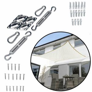 Ceiling Décor |   Rectangle Stainless Steel Sun Shade Sail Installation Hardware Kit Backdrop Stand Ceiling Drapes Ceiling Décor