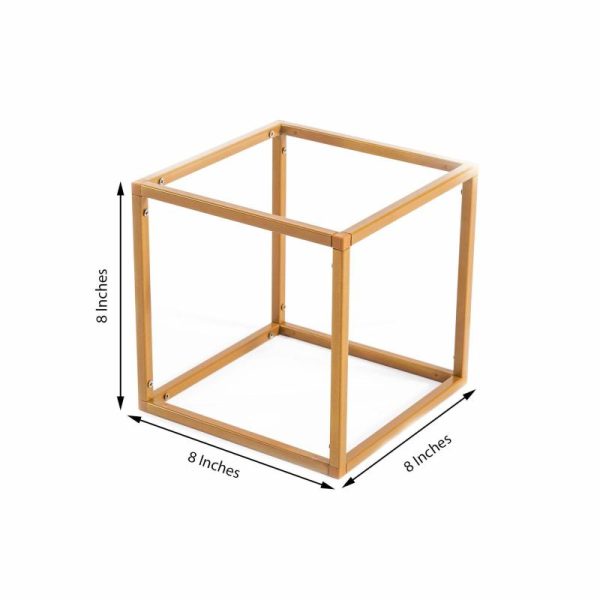 Centerpiece Stands |   2 Pack 8″ Square Gold Metal Frame Wedding Flower Stands, Geometric Centerpieces Centerpiece Stands Centerpiece Stands