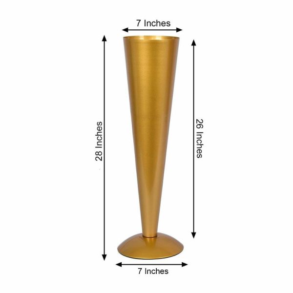 Centerpiece Stands |   28″ Tall Brushed Gold Metal Trumpet Flower Vase Wedding Centerpiece Centerpiece Stands Centerpiece Stands