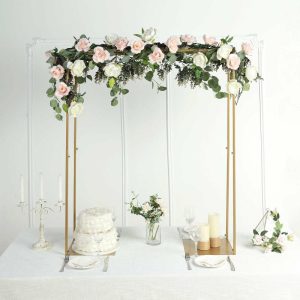 Centerpiece Stands |   48″ Tall Gold Adjustable Over The Table Metal Flower Arch Frame Stand Centerpiece Stands Centerpiece Stands