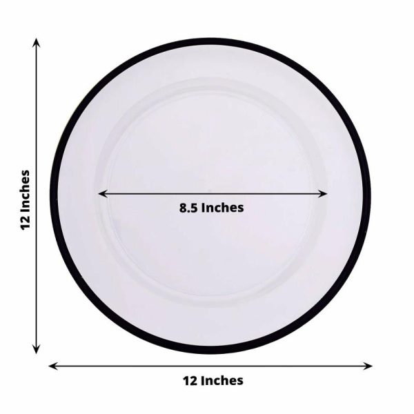 Chargers & Placemats |   10 Pack Clear Economy Plastic Charger Plates With Black Rim, 12″ Round Dinner Chargers Event Tabletop Decor Chargers & Centerpieces Chargers & Placemats