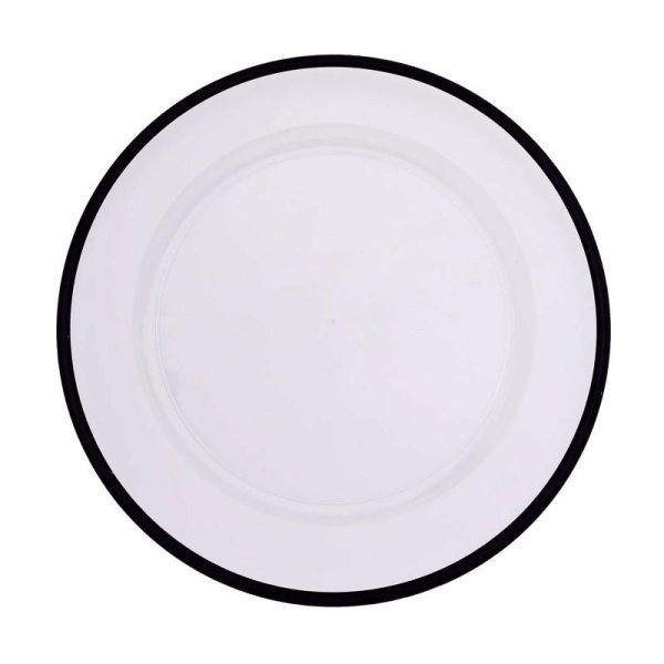 Chargers & Placemats |   10 Pack Clear Economy Plastic Charger Plates With Black Rim, 12″ Round Dinner Chargers Event Tabletop Decor Chargers & Centerpieces Chargers & Placemats