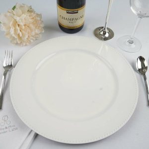 Chargers & Placemats |   6 Pack 13″ Beaded White Acrylic Charger Plate, Plastic Round Dinner Charger Event Tabletop Decor Chargers & Centerpieces Chargers & Placemats