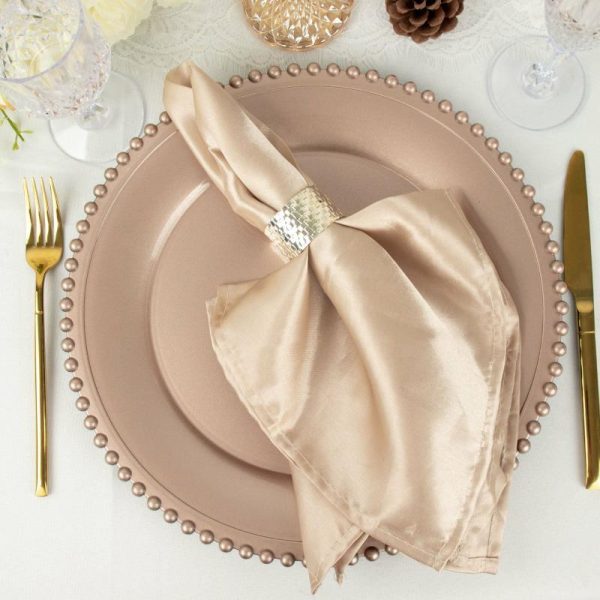 Chargers & Placemats |   6 Pack 13″ Rose Gold Acrylic Plastic Beaded Rim Charger Plates Chargers & Centerpieces Chargers & Placemats