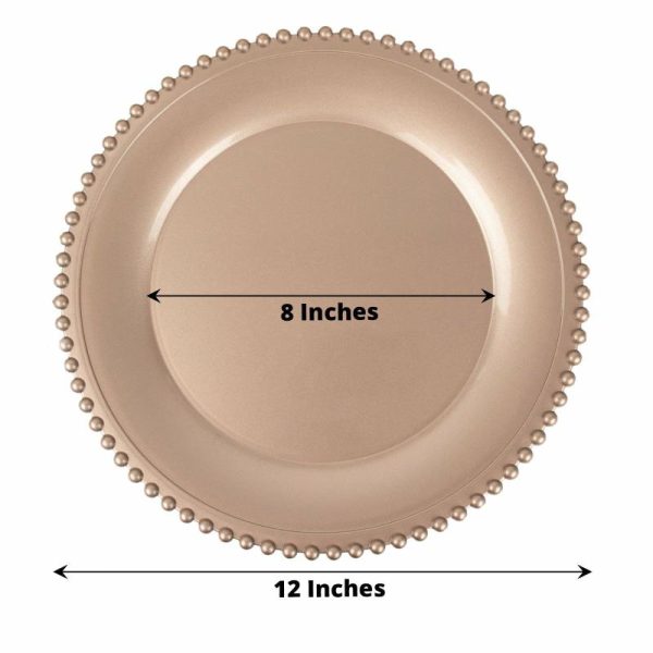 Chargers & Placemats |   6 Pack 13″ Rose Gold Acrylic Plastic Beaded Rim Charger Plates Chargers & Centerpieces Chargers & Placemats