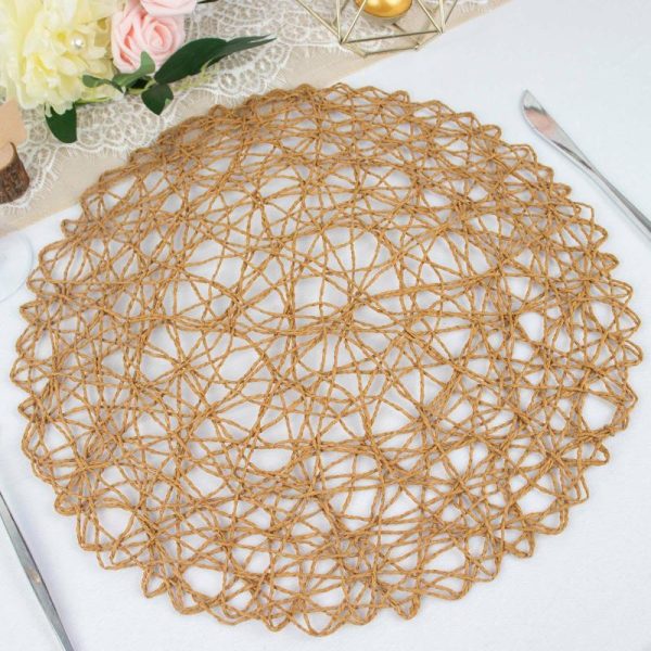 Chargers & Placemats |   6 Pack 15″ Natural Woven Fiber Placemats, Round Table Mats Chargers & Centerpieces Chargers & Placemats