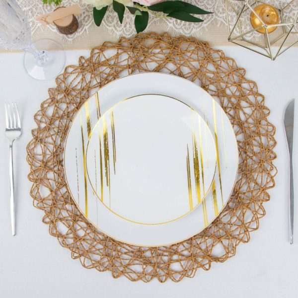 Chargers & Placemats |   6 Pack 15″ Natural Woven Fiber Placemats, Round Table Mats Chargers & Centerpieces Chargers & Placemats