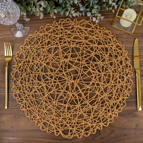 Chargers & Placemats |   6 Pack 15″ Natural Woven Fiber Placemats, Round Table Mats Chargers & Centerpieces Chargers & Placemats