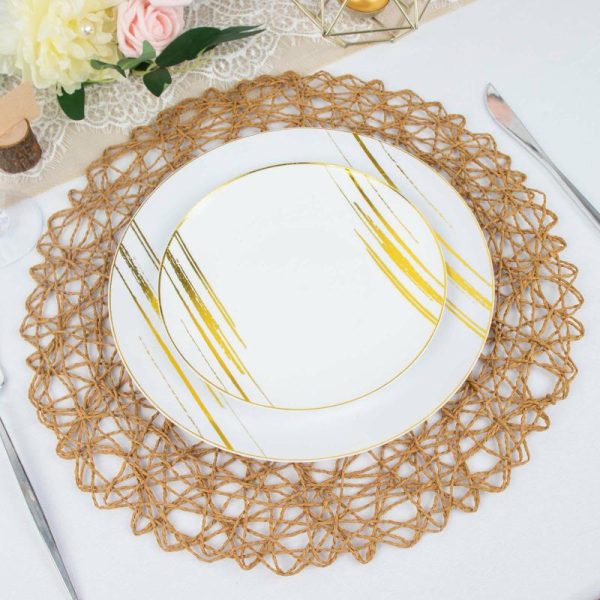 Chargers & Placemats |   6 Pack 15″ Natural Woven Fiber Placemats, Round Table Mats Chargers & Centerpieces Chargers & Placemats