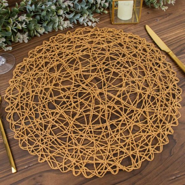 Chargers & Placemats |   6 Pack 15″ Natural Woven Fiber Placemats, Round Table Mats Chargers & Centerpieces Chargers & Placemats